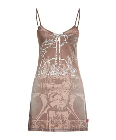 Diesel Metallic Sleeveless Fitted Dress In Brown