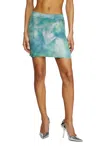 Diesel Metallic Solarised Ribbed-knit Mini Skirt In Blue