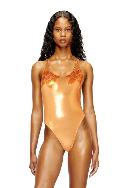 DIESEL METALLIC SWIMSUIT WITH LOTUS PRINT