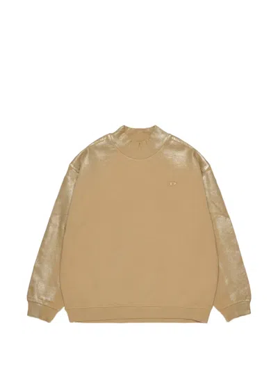 Diesel Kids' Metallic-effect Logo-embroidered Sweatshirt In Brown
