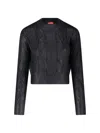 Diesel Cable Knit Crewneck Sweater In Black