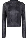 Diesel Cable Knit Crewneck Sweater In Black