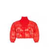 Diesel Down Puffer Jacket In Ripstop With Knitted Collar In Orange