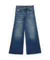 Diesel Mid Blue Flare Jeans With Distressing In Blue