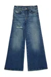 Diesel Mid Blue Flare Jeans With Distressing In Blue