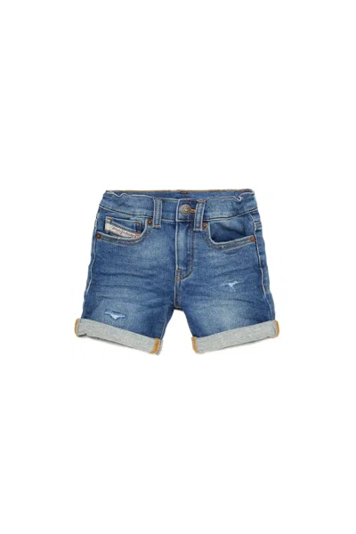 Diesel Babies' Mid-blue Joggjeans Shorts With Breaks