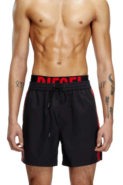 Diesel Mid-length Swim Shorts With Hybrid Waist In Multicolor