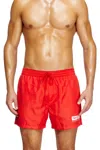 Diesel Mid-length Swim Shorts With Logo Print In Red