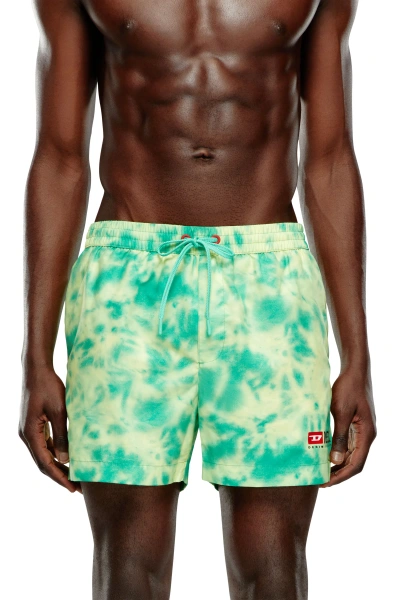 Diesel Mid-length Swim Shorts With Tie-dye Print In Multicolor