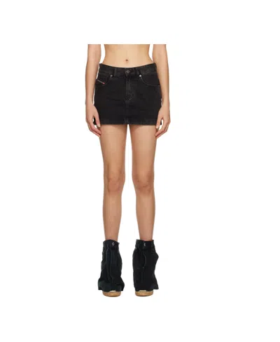 Diesel Mid-rise Denim Miniskirt In Black