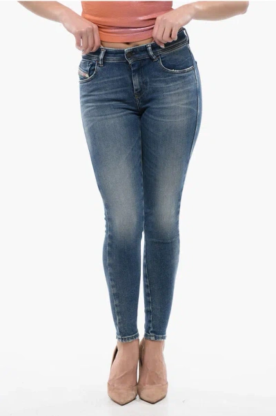 Diesel Mid Waist 2017 Slandy Super Skinny Fit Jeans 12cm L30 In Blue