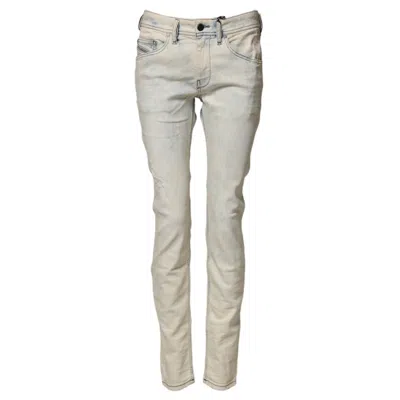 Pre-owned Diesel Mid Waist Skinny Denin Casual Cotton Trouser Women's Jeans () In White