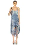 Diesel Fringed Minidress In Blue