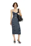 Diesel Midi Dress In Denim-look Jersey In Gray