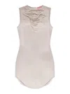 Diesel Distressed Cotton Mini Dress With Edgy Silhouette In Light Grey