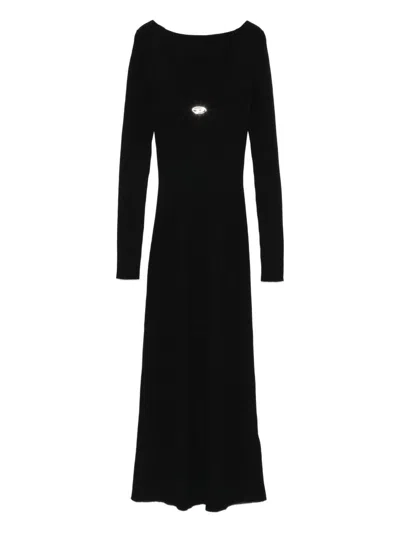 Diesel Midi Dress With Cut-out V-neck  In Black