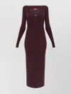 Diesel Midi Dress With Long Sleeves And Cut-out In Burgundy