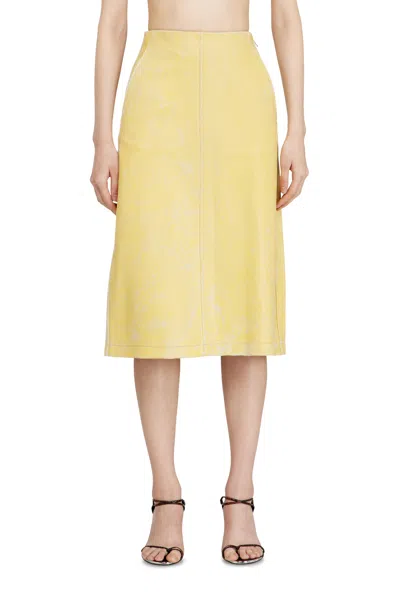 Diesel Midi Pencil Skirt In Cracked Leather In Yellow