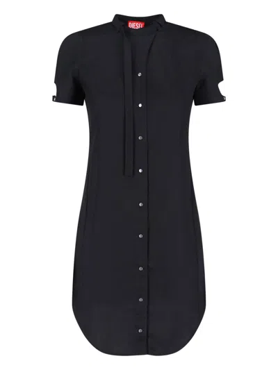 Diesel Black Lyocell Midi Shirt Dress