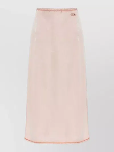 Diesel Midi Skirt Asymmetric Hem Side Slit In Pink