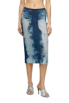 Diesel Blue Midi Skirt In Devor Metallic Knit In Blue