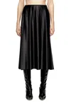Diesel Midi Skirt In Flared Nylon In Black