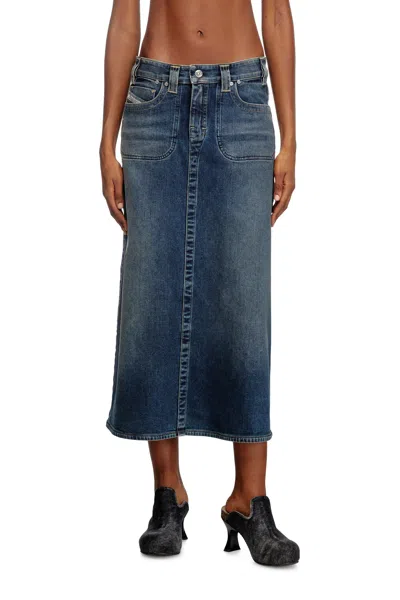 Diesel Midi Skirt In Rehab Denim In Blue