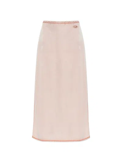 Diesel Midi Skirt In Silk And Nylon Blend In Pink