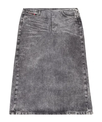 Diesel Midi Skirt In Tailoring Pinstripe Denim In Gray