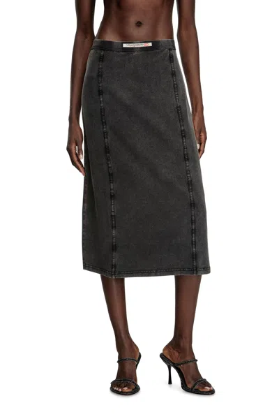 Diesel Midi Skirt With Denim Effect In Black