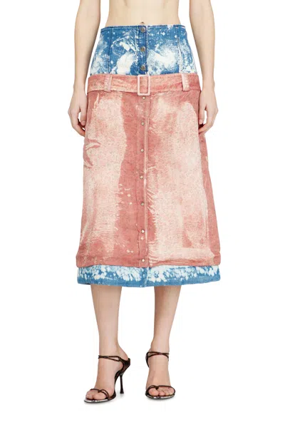 Diesel Midi Skirt With Layered Effect In Multi