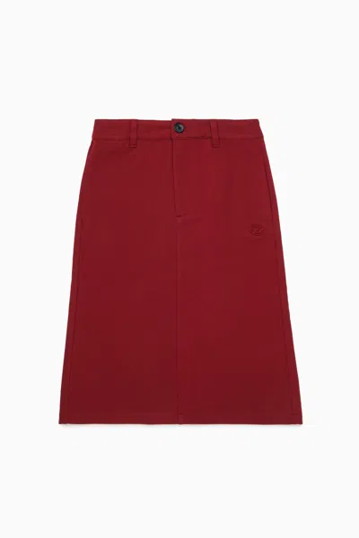 Diesel Kids' Logo-embroidered Straight Skirt In Red
