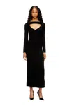 Diesel Midi Wool Dress With Inlay In Black