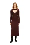 Diesel Midi Dress With Long Sleeves And Cut-out In Brown