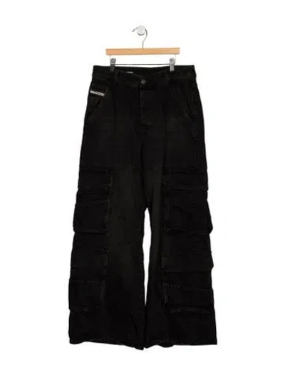 Pre-owned Diesel Mid-rise Wide Leg Jeans In Black