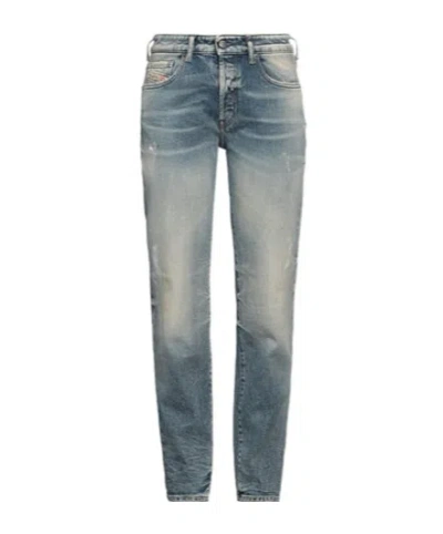 Diesel Mid-waisted Denim Tight Pants In Pink