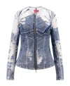 Diesel Milly Denim Fitted Jacket With Zip In Blue