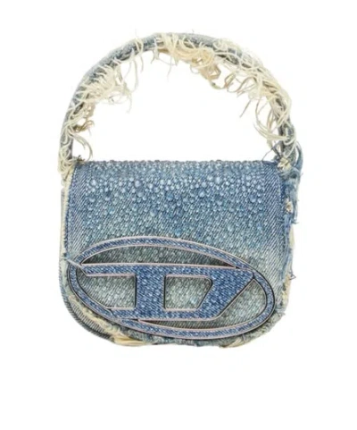 Diesel Embellished Denim 1dr Shoulder Bag In Blue