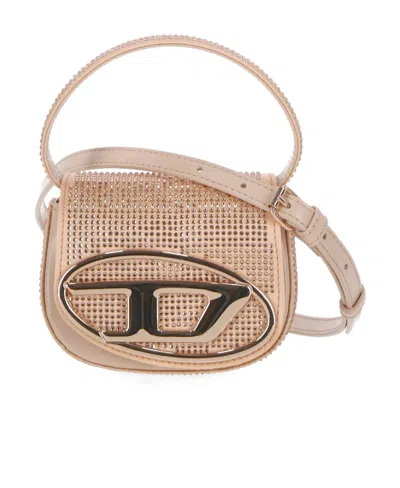 Diesel Mini 1dr Crystal-embellished Crossbody Bag In Nude
