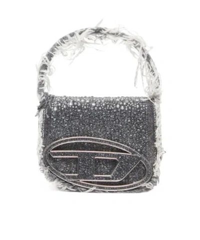 Diesel Mini 1dr Crystal-embellished Shoulder Bag In Black