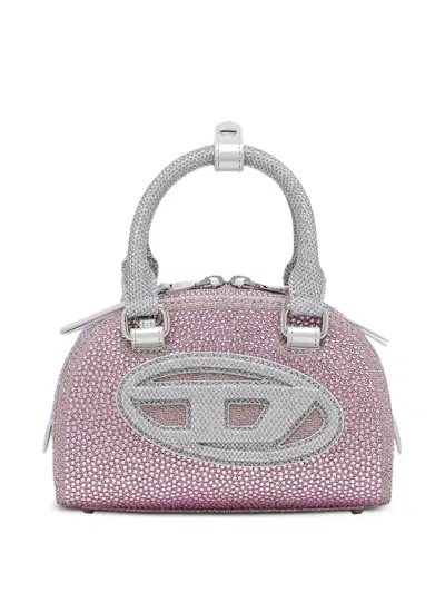 Diesel Mini 1dr Dome Rhinestone-embellished Tote Bag In Pink