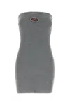 Diesel Women Grey Stretch Cotton Blend Mini Dress
