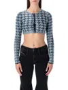 Diesel Blue Cropped Houndstooth Cardigan In Multi