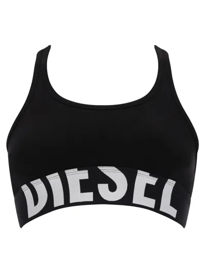 Diesel Mini Cotton Blend Race Bra In Black