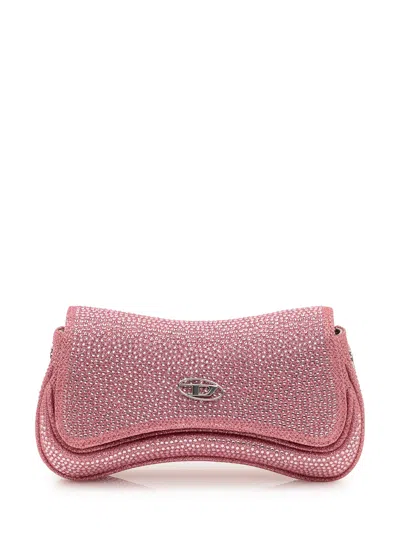 Diesel Mini Crushed Texture Shoulder Bag In Rosa