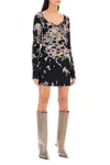 Diesel D-floci Burnout Mini Dress In Floral Viscose In Black