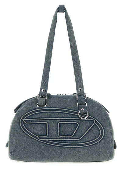 Diesel Mini Denim Dom Shoulder Handbag In Light Blue