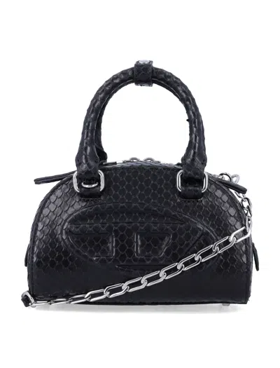 Diesel Mini Dome Handbag With Textured Leather - Spring 2025 In Black