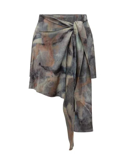 Diesel Mini Draped Skirt With Artistic Details In Nero