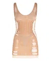Diesel 'm-calimera' Beige Dress With Insert Design And Second Skin Effect In Beige